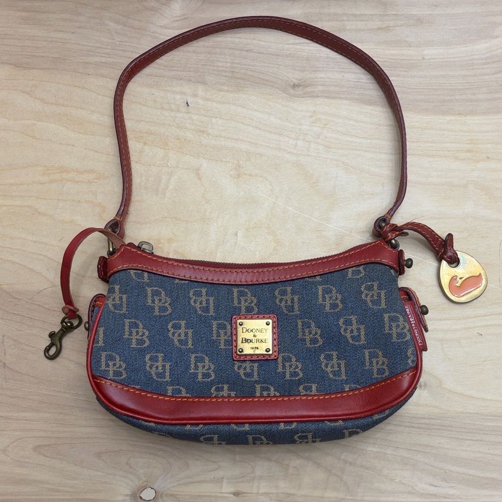 Dooney & Bourke Denim with Red Leather Baguette